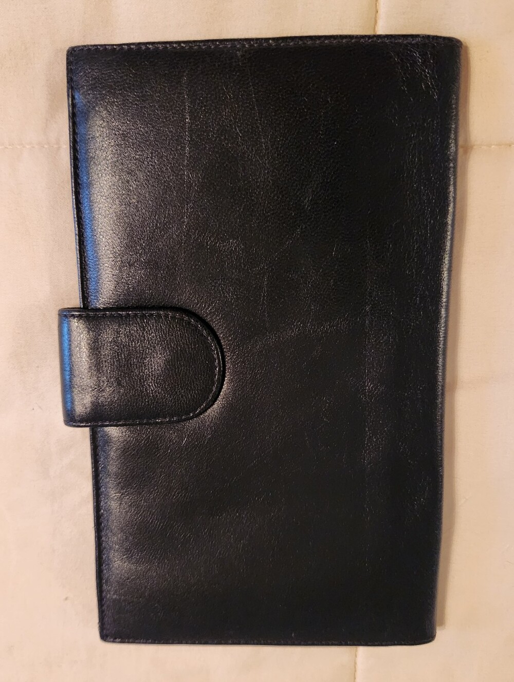 Bloomingdale's Black Leather Wallet, Travel Billfold Cardholder, EUC Lightweight
